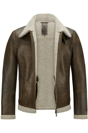 Milestone Lederjacke MSMario Bikerjacke aus genarbtem Lammleder mit Fellkragen - Verkäufer: LOGWOOD-STORE
