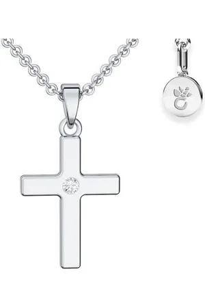 Amoonic Kreuzkette Halskette Mädchen Silber 925 mit Kreuzanhänger Kommunion Taufkette (individuell anpassbare Halskettenlänge) - Verkäufer: