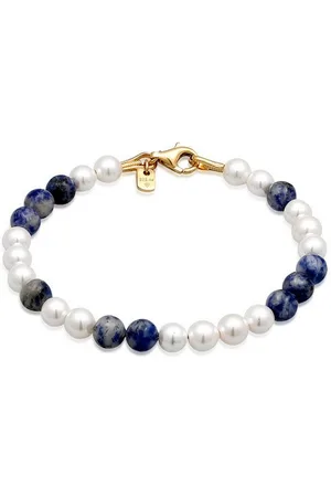 Kuzzoi Bead-Armband-Set Perlen Achat Blau 925 Sterling Silber vergoldet - Verkäufer: JULIE & GRACE GmbH