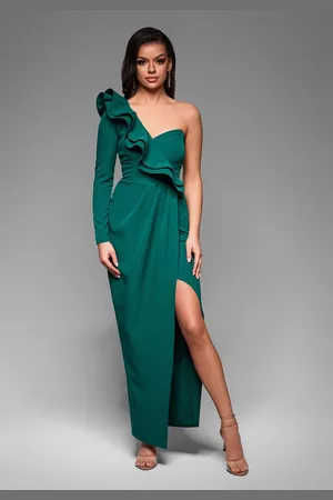 Ombre Clothing Abendkleid Elegantes asymmetrisches Abendkleid mit Rüschen und Beinschlitz - Verkäufer: