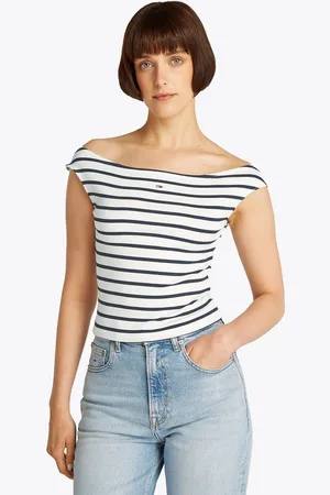 Tommy Hilfiger Tanktop TJW BOAT NECK TOP SS EXT mit Logostickerei