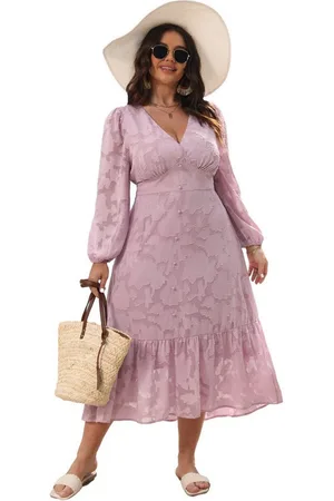 Cupshe Strandkleid Plus Size Blasenärmel Kleid Dreidimensionaler Rundumdruck - Verkäufer: