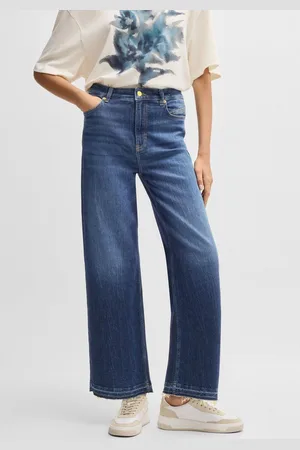 HUGO BOSS Weite Jeans Marlene High Rise Hochbund High Waist Premium Denim Jeans ( DENIM) weite Beinfom, cropped
