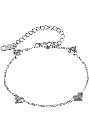 Firetti Armband Schmuck Geschenk Edelstahl Armschmuck Ankerkettengliederung Herzen, mit Zirkonia (synth)