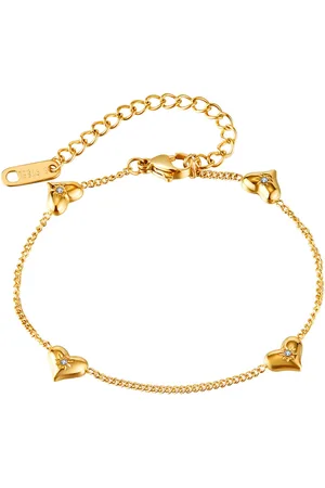 Firetti Armband Schmuck Geschenk Edelstahl Armschmuck Ankerkettengliederung Herzen, mit Zirkonia (synth)