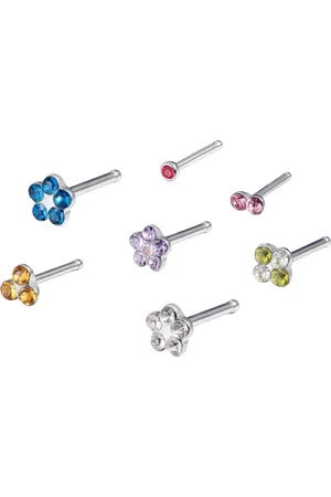 Firetti Nasenpiercing-Set Multipack Schmuck Geschenk Edelstahl Piercing Nasenstecker Flower (Set, 7-tlg), mit Preciosa Crystal