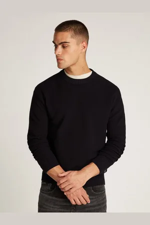 Calvin Klein Rundhalspullover CASUAL TEXTURE SWEATER Logostickerei, Rundhals