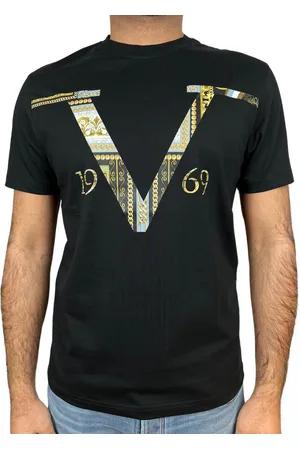 19V69 Italia T-Shirt - Baroque R-Neck T-Shirt mit großem Logo - Verkäufer: Schneider Fashion Store