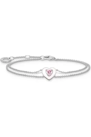 Thomas Sabo Armband Herz mit pinkem Stein, A2091-041-9-L19V, mit Zirkonia (synth) und Emaille
