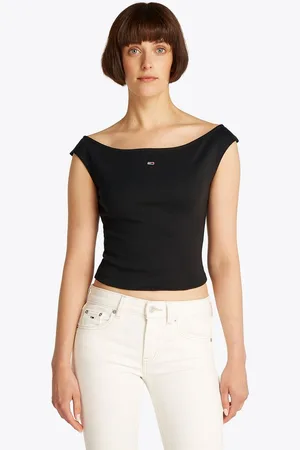 Tommy Hilfiger Tanktop TJW BOAT NECK TOP SS EXT mit Logostickerei