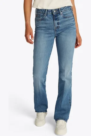 Tommy Hilfiger Bootcut-Jeans Bootcut Regular Waist mittlere normale Leibhöhe, mit Bügelfalten, mit Nieten