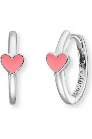 HERZENGEL Paar Creolen Schmuck Geschenk, Little Heart, Herz, HEE-HEART-06-CR, HEE-HEART-13-CR, mit Emaille