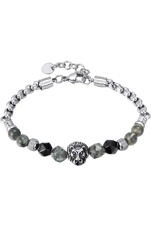 Firetti Armband Schmuck Geschenk Edelstahl Armschmuck Venezianerkette Löwenkopf, mit Agate, Labradorit
