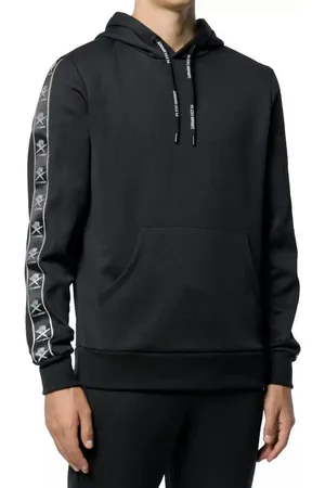 Philipp Plein Hoodie Kapuzen Sweatshirt mit Tape Streifen Fronttasche, Kordelzügen, Gummiertes Logo, Ärmelstreifen - Verkäufer: eldigo