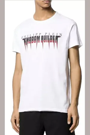 Philipp Plein T-Shirt Platinum Cut Kingdom Builder Statement Shirt Gerippter Rundhalsausschnitt, Doppelte Nähte, Platinum Cut - Verkäufer: eldigo