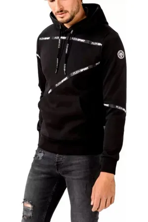 Philipp Plein Hoodie Kapuzen Swetashirt mit Logo Streifen Kapuze mit Kordelzug, gummiertes patch, Kängurutasche, Logo Streifen - Verkäufer: eldigo