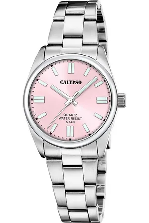 Calypso Quarzuhr Basic Damenuhr K5863/5, elegante Quarzuhr mit rosa Zifferblatt, silberfarbenem Edelstahlband und 32 mm Gehäusegröße - Verkäufer: Jäckle Uhrenhandel e.K.
