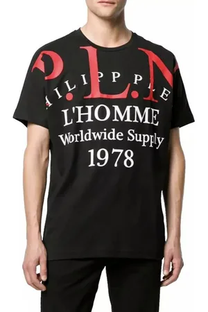 Philipp Plein T-Shirt Gold Cut P.L.N. Worldwide Supply Shirt geripptem Kragen, ikonischer Schriftzug, Doppelt genähte Säume - Verkäufer: eldigo