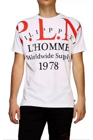 Philipp Plein T-Shirt Gold Cut P.L.N. Worldwide Supply Shirt geripptem Kragen, ikonischer Schriftzug, Doppelt genähte Säume - Verkäufer: eldigo