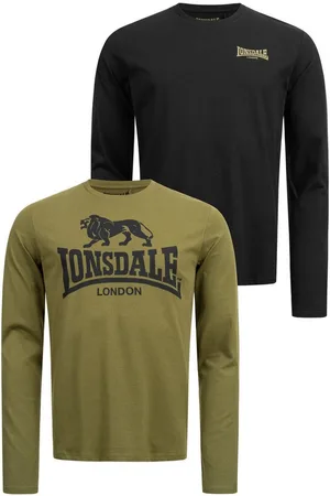 Lonsdale London Langarmshirt Herren Langarmshirt normale Passform Doppelpack AYRSHIRE 100% gekämmte Baumwolle - Verkäufer: Finerobe Fashion