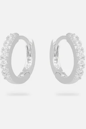 ESTELLA BARTLETT Paar Creolen Damen Silber - Pave Ohrringe mit Zirkona Steinen -, Messing versilbert 1,3 cm - Verkäufer: Jan Eißmann