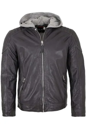 Jilani Lederjacke Arrow - Herren Lederjacke Kapuze Lammnappa -blau - Verkäufer: Lederjacken24