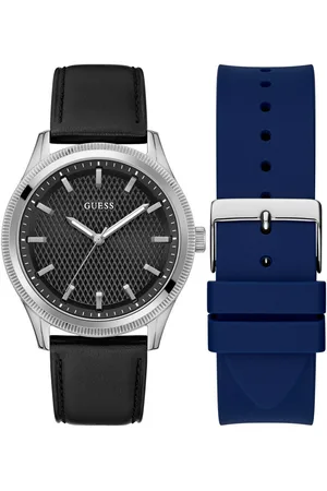 Guess Quarzuhr DEX GW0852G1, (Set, 2-tlg., mit Wechselarmband), Armbanduhr, Herrenuhr, Silikonarmband, Lederarmband, Mineralglas