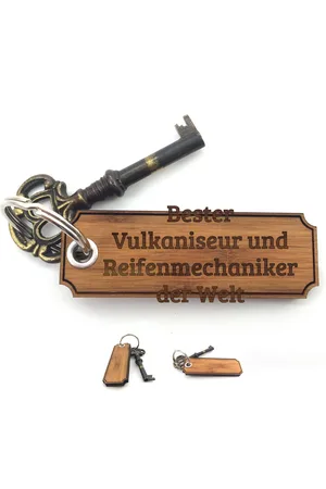 Mr. & Mrs. Panda Schlüsselanhänger Vulkaniseur und Reifenmechaniker - Bambus - Geschenk, Diplom, Schenke (1-tlg), Individuelles Design - Verkäufer: