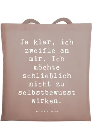 Mr. & Mrs. Panda Tragetasche Spruch Selbstzweifel Charm - Pastell - Geschenk, Humor, Jutetas (1-tlg) - Verkäufer:
