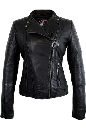 MDM Bikerjacke Damen Biker Lederjacke aus Lamm Nappa Leder Leichte Frauen Sommer Lederjacke - Verkäufer: LEDER