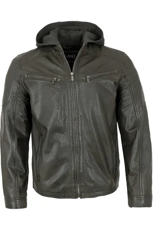 Jilani Lederjacke Joan - Herren Lederjacke Kapuze Lammnappa khaki - Verkäufer: Lederjacken24