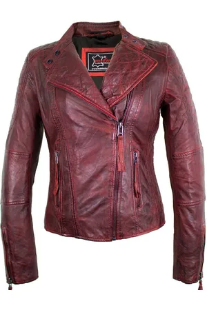 MDM Bikerjacke Damen Biker Lederjacke aus Lamm Nappa Leder Leichte Frauen Sommer Lederjacke - Verkäufer: LEDER