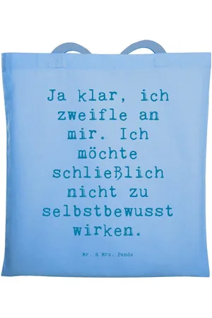Mr. & Mrs. Panda Tragetasche Spruch Selbstzweifel Charm - Sky Blue - Geschenk, Reflexion, Einkaufs (1-tlg) - Verkäufer: