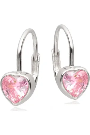Goldene Hufeisen Paar Ohrhänger Ohrringe Kinder Herz Rosa 925 Silber mit Zirkonia Brisur (inkl. Schmuckbox), Silberschmuck für Kinder - Verkäufer: