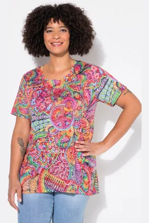 Angel of Style T-Shirt T-Shirt A-Linie bunte Peacezeichen - Verkäufer: Popken Fashion Group