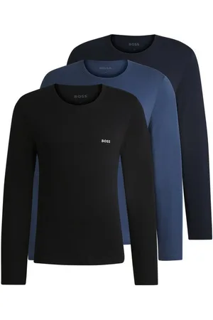 HUGO BOSS Langarmshirt longsleeve-Shirt R-Neck Classic COTTON 3pcs/pack (3-tlg) mit Logo-Schriftzug