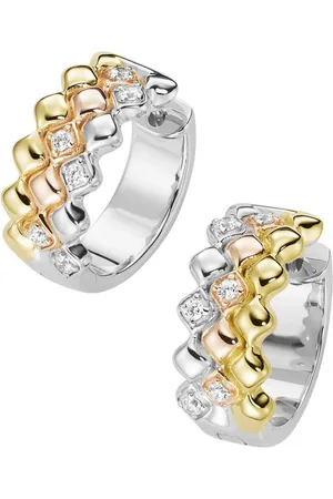 Giorgio Martello Paar Creolen mit Zirkonia, tricolor, Silber 925