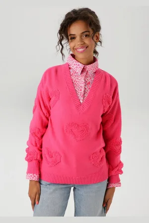 Aniston Strickpullover mit 3D-Effekt durch eingestrickte Herzen - NEUE KOLLEKTION