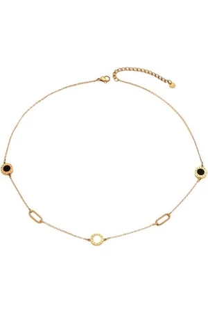 Karma Edelstahlkette Damenhalskette rund Gold 43 cm Edelstahl (Damenschmuck Goldschmuck, Kette modern), Halskette Damen Kette Damenschmuck - Verkäufer: Sanixa