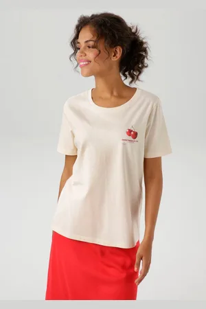 Aniston T-Shirt im Rücken mit Kirschen und Schriftzügen bedruckt - NEUE KOLLEKTION