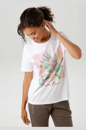 Aniston T-Shirt mit goldfarbenen Glitzerdruck verzierter Frontprint - NEUE KOLLEKTION