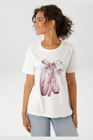 Aniston T-Shirt mit Ballettschuhen verziertem Frontdruck - NEUE KOLLEKTION
