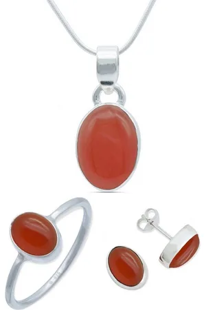 mantraroma Schmuckset 925er Silber mit Karneol (Schmuckset aus 925 Silber) - Verkäufer: