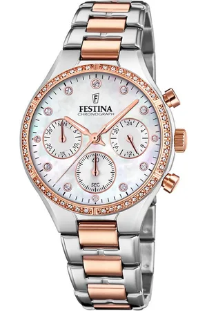 Festina Chronograph Damenuhr F20403/1 – Edelstahlarmband Bicolor Rosé, 36 mm Gehäuse, Präzise Stoppfunktion, Elegantes Design - Verkäufer: Jäckle Uhrenhandel e.K.