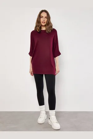 Apricot Rundhalsshirt Longshirt, (1-tlg) mit Fledermausärmeln - Verkäufer: