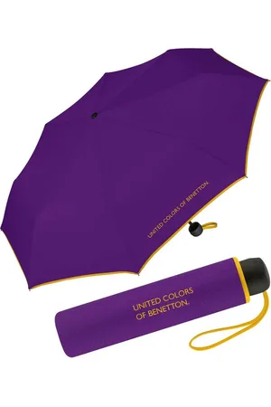 Benetton Taschenregenschirm Super Mini - uni, leuchtende Modefarben mit kontrastreichem Saum - Verkäufer: RS-Versand