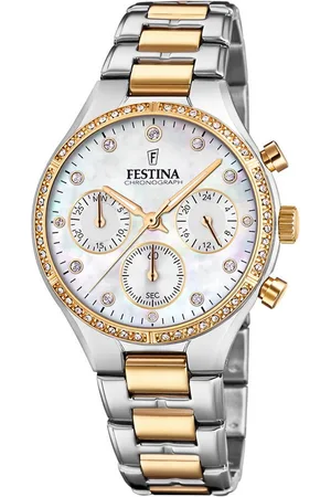 Festina Chronograph Damen F20402/1 – Edelstahlarmband Bicolor Silber-Gold, 36 mm Gehäuse, 36 mm Gehäuse, Präzise Stoppfunktion, Elegantes Design - Verkäufer: Jäckle Uhrenhandel e.K.