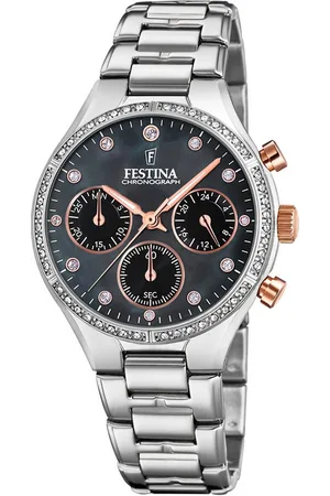 Festina Chronograph für Damen F20401/4 – Schwarzes Zifferblatt, Edelstahlarmband, F20401/4, 36 mm Gehäuse, Präzise Stoppfunktion, Elegantes Design - Verkäufer: Jäckle Uhrenhandel e.K.