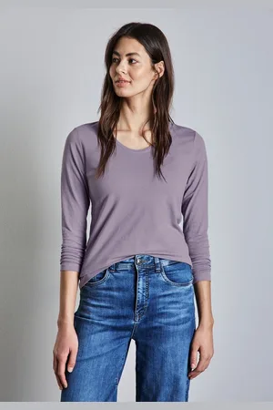 Street one Langarmshirt mit abgerundetem V-Ausschnitt