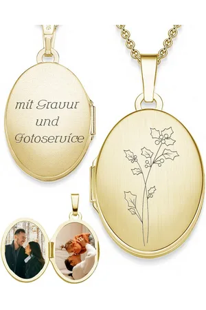 Amoonic Amulett Medaillon Oval Gravur Geburtsblume zum Öffnen für Bilder Silber 925 (inkl. Schmucktäschchen), Anhänger aufklappbar befüllbar Foto Gravur Geburtsblume Dezember - Verkäufer: